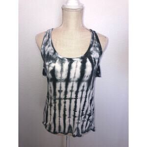 Chaser Antropologie Ribbed Racerback Tank In Blue and White - M